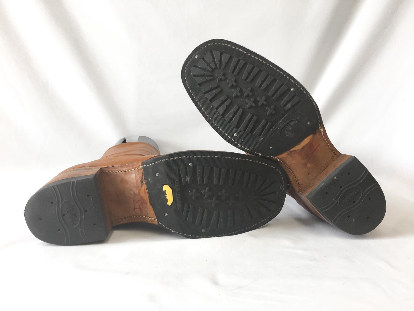 70s Frye Brown Tan Leather Zip Up Chunky Platform Boots, Unisex Sz 10.5D, Vintage Retro Platform Leather Boots