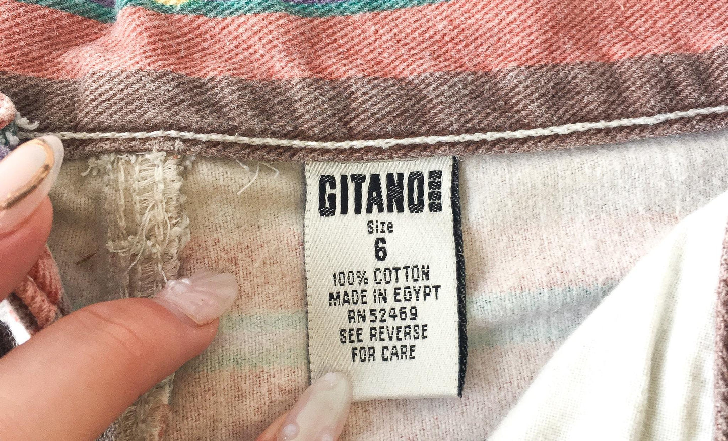90s Gitano Rainbow Multicolor Striped Geometric Print Denim Shorts, Sz 24" Waist, Unique Denim Shorts