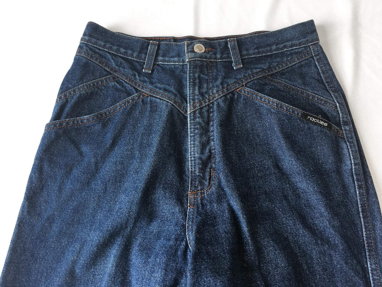 Vintage Rockies Dark Wash High Rise Straight Leg Tapered Jeans, Sz. 28" x 33", Vintage Western Jeans