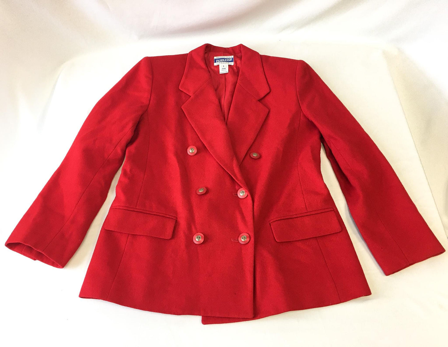 90s Pendleton Bright Cherry Red Wool Blazer, Women's Sz. XS-S, Vintage Minimalist Academia Preppy Blazer