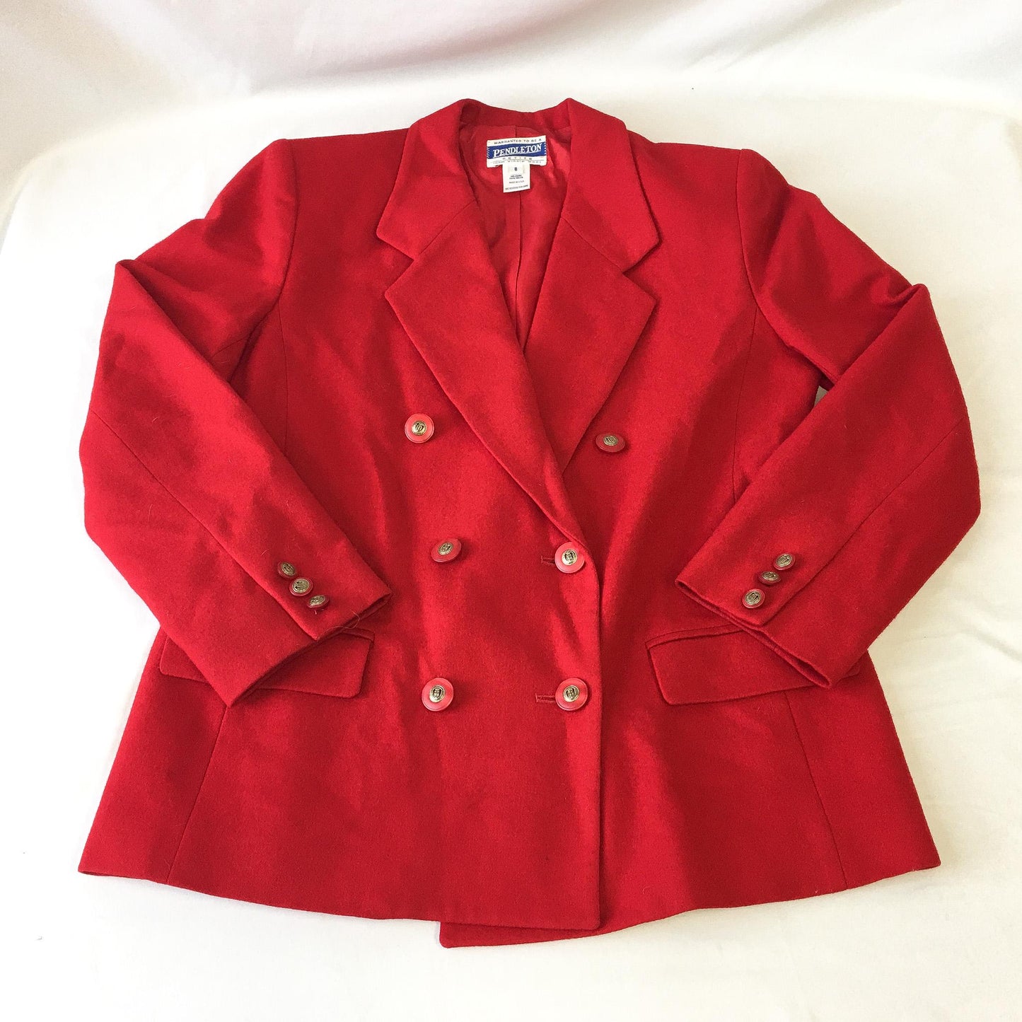 90s Pendleton Bright Cherry Red Wool Blazer, Women's Sz. XS-S, Vintage Minimalist Academia Preppy Blazer