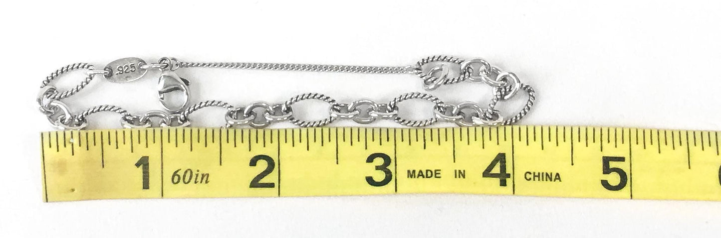 925 Sterling Silver James Avery Ribbed Chain Bracelet, 6.5"-8", Simple Everyday Silver Unisex Adjustable Chain Bracelet