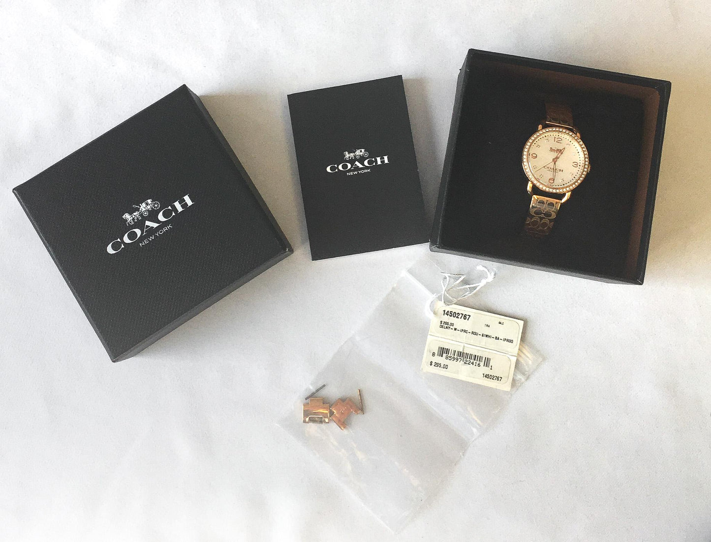 In Box Coach Delancey Rose-Gold Toned Monogram Bangle Watch, Simple Everyday Minimalist Watch
