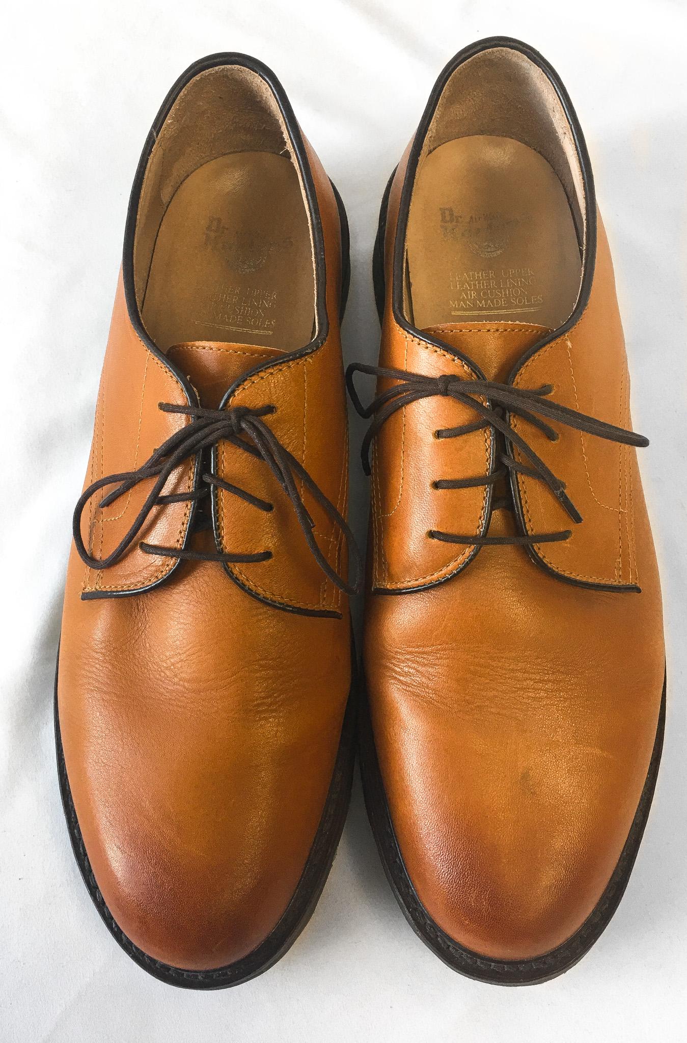 Vintage Dr. Martens Octavius Tan/Brown Leather Oxford Loafers, Men's Sz. 13, Vintage Dr. Martens Preppy Academia Style Dress Shoes