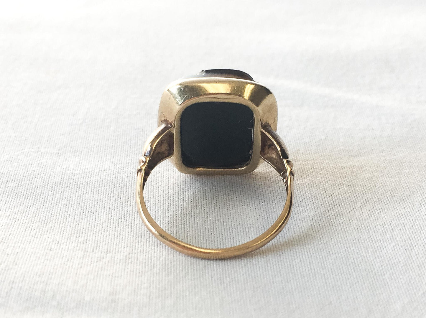Vintage 10K Gold Sardonyx Brown/White Cameo Signet Ring, Sz. 5.5, Vintage Unique Victorian Boho Statement Ring