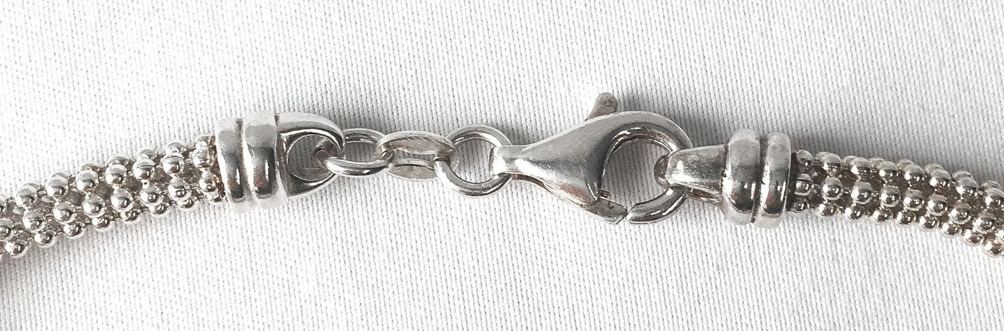 Vintage 925 Italy Beaded Puffy Mariner Anchor Chain Bracelet, 7.5", Unique Simple Everyday Unisex Chain Bracelet
