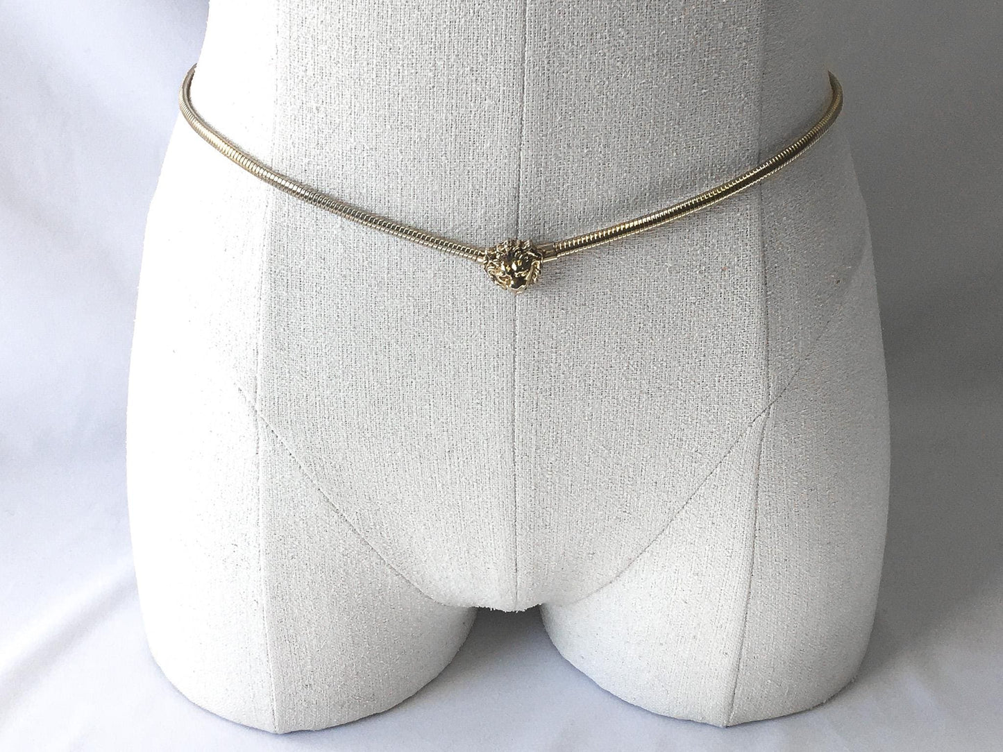 Vintage 00s Anne Klein Lion Head Gold Toned Expandable Belt