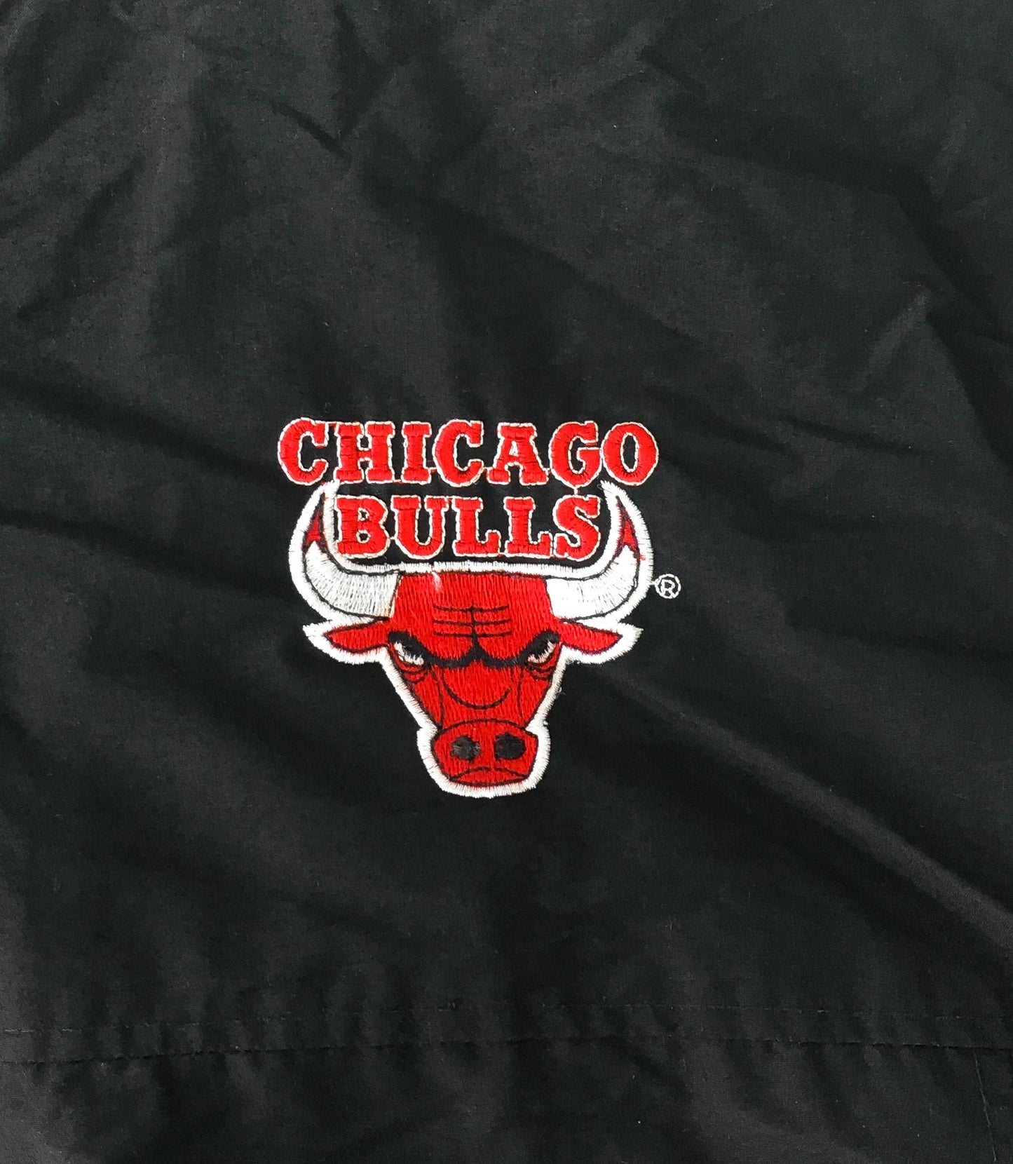 90s Chicago Bulls Starter Black Embroidered Detachable Hooded Puffer Windbreaker Jacket, Men's Sz. M, Vintage Retro NBA Streetwear Apparel