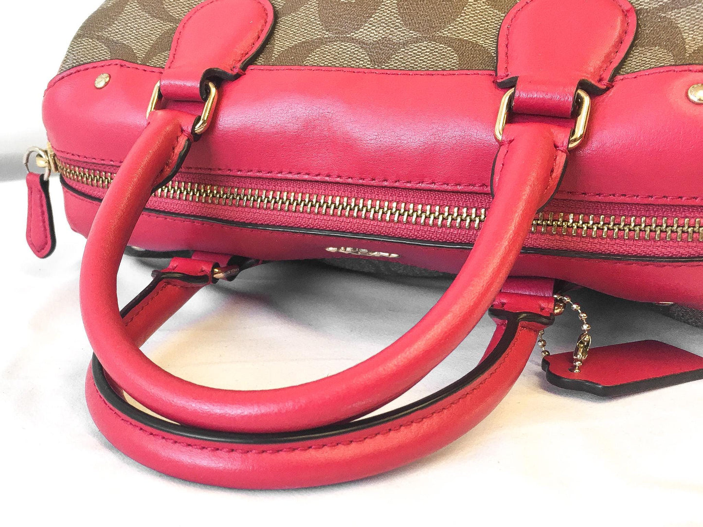 Modern Coach Signature C Pink Mini Bennett Satchel Top Handle with Detachable Crossbody Strap, Style 58312, Y2K 00s Coach Handbag