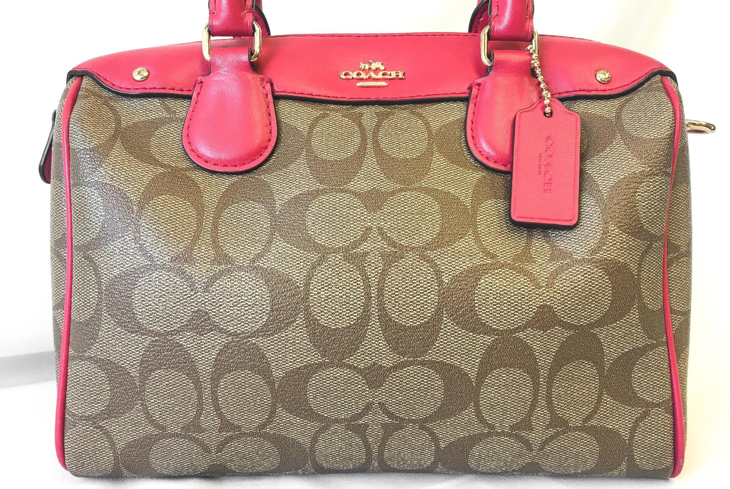Modern Coach Signature C Pink Mini Bennett Satchel Top Handle with Detachable Crossbody Strap, Style 58312, Y2K 00s Coach Handbag