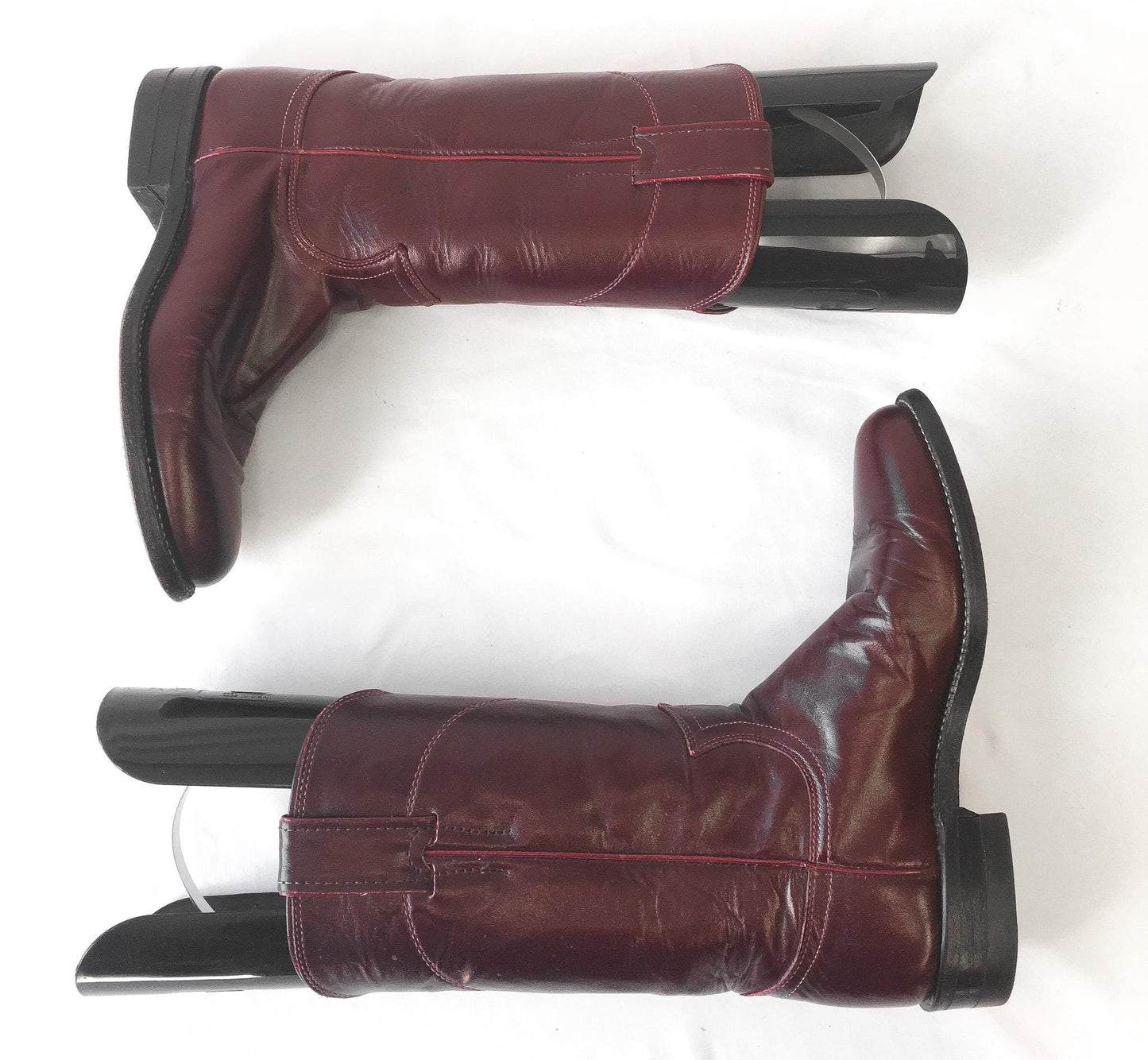Vintage Justin Roper Burgundy/Maroon Leather Cowboy Boots, Approx. Women's Sz. 5.5M/6M, Style 3068, Vintage Western Festival Boots