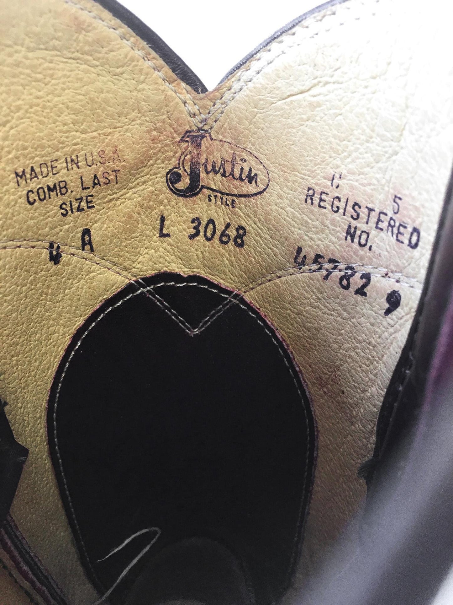 Vintage Justin Roper Burgundy/Maroon Leather Cowboy Boots, Approx. Women's Sz. 5.5M/6M, Style 3068, Vintage Western Festival Boots