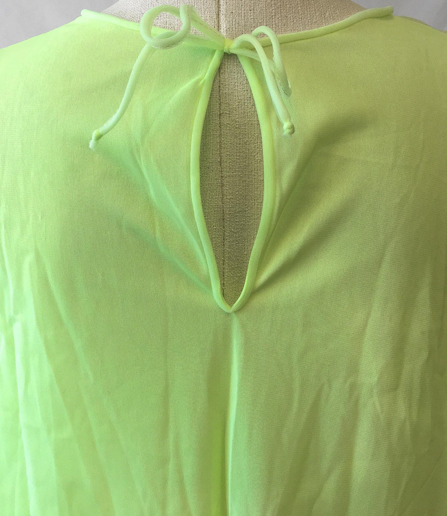 70s Neon Pastel Green Lace High Neck Slip Dress, Size Small, Vintage Lingerie Slip Dress