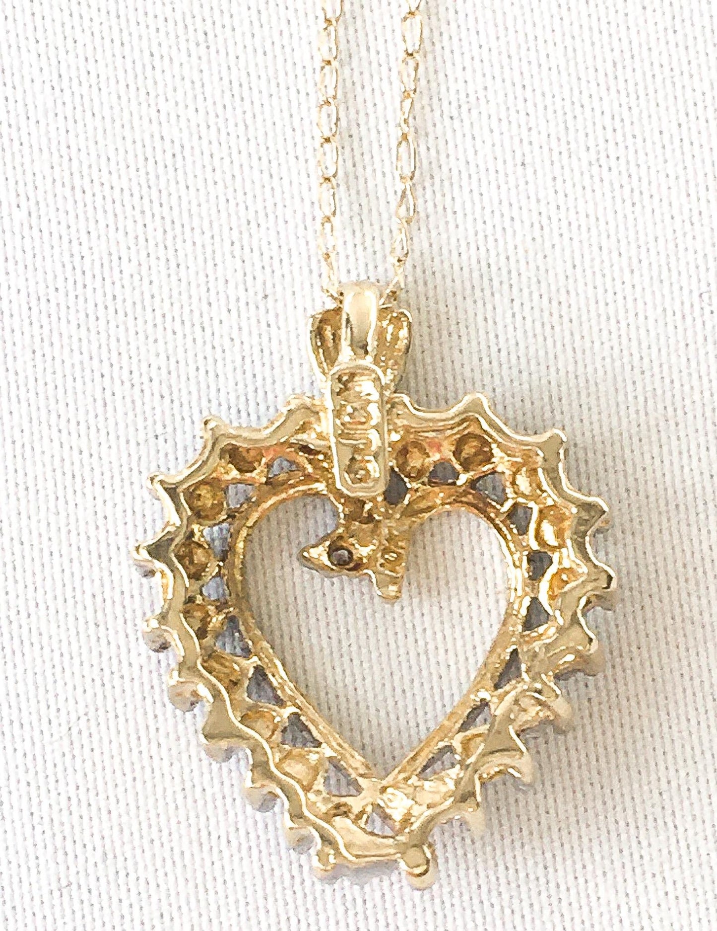 Vintage 10K JCM Mini Diamond Heart Necklace, 20" 10K JCM Chain, Simple Dainty Everyday Minimalist Necklace