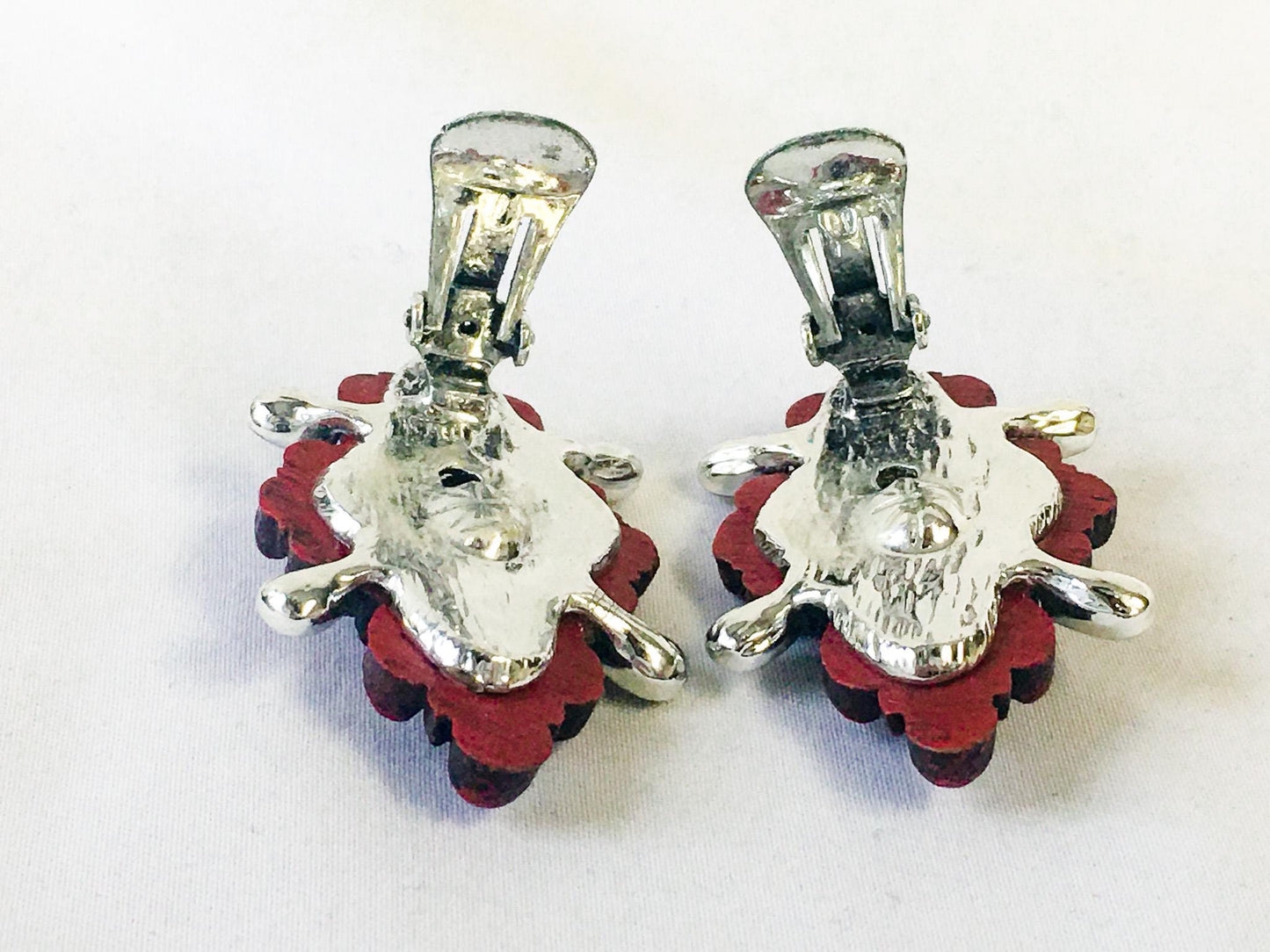 Vintage 60s Selini Red Clip-on Earrings