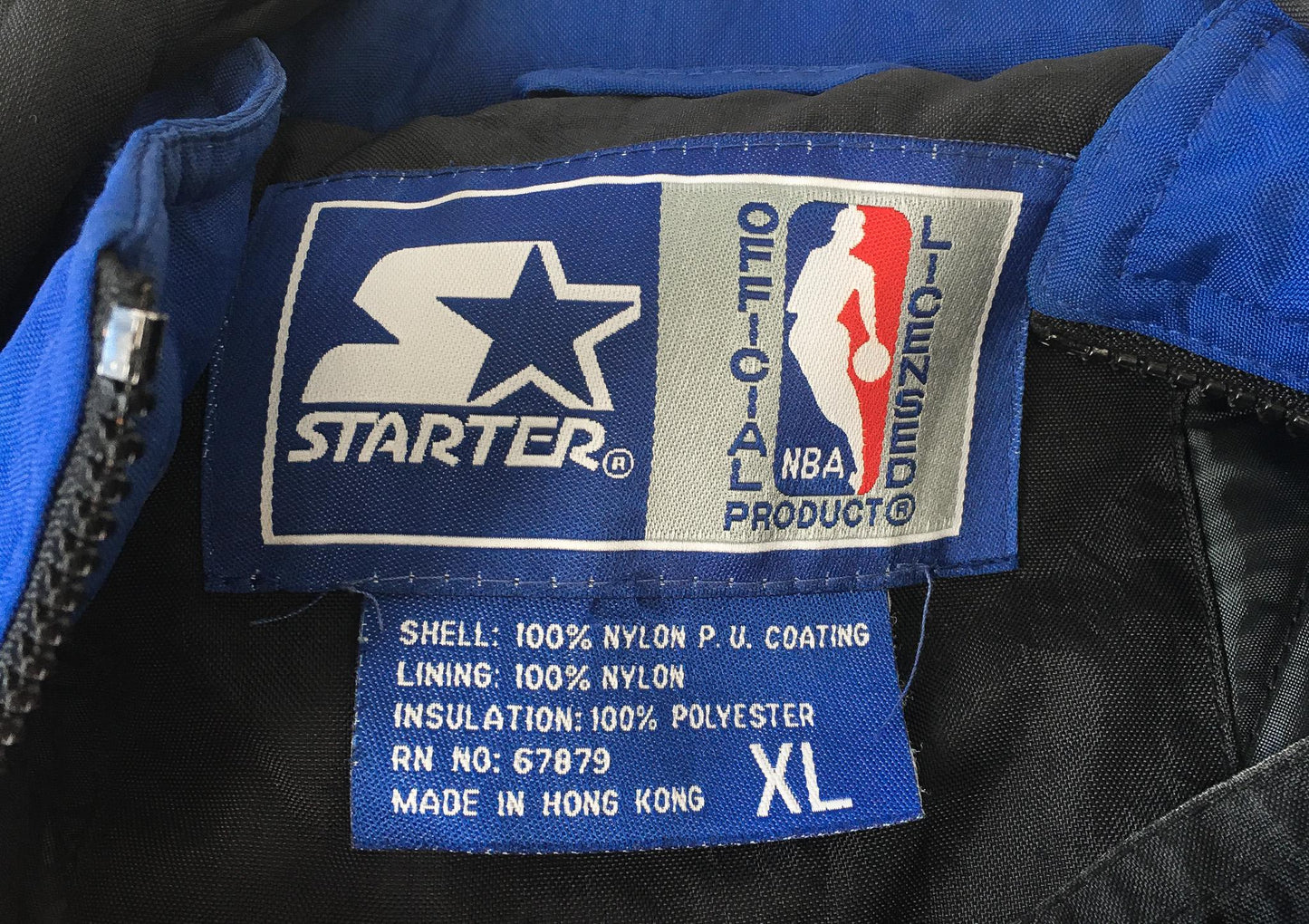 90s Orlando Magic Starter Black/Blue Embroidered Quarter Zip Puffer Windbreaker Jacket, Sz. XL, Vintage Retro NBA Apparel Streetwear Jacket