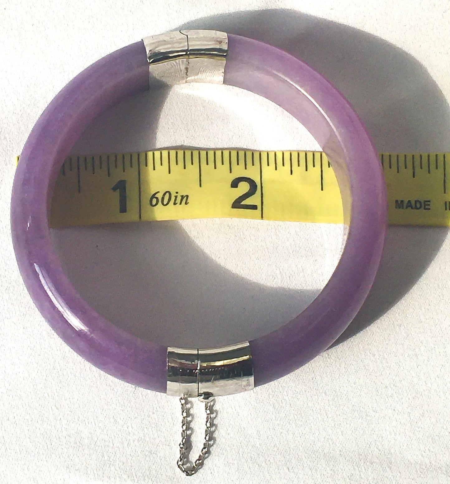 Carolyn Pollack 925 Purple Jadeite Bangle Bracelet, Roughly 6", Boho Statement Jade Bracelet