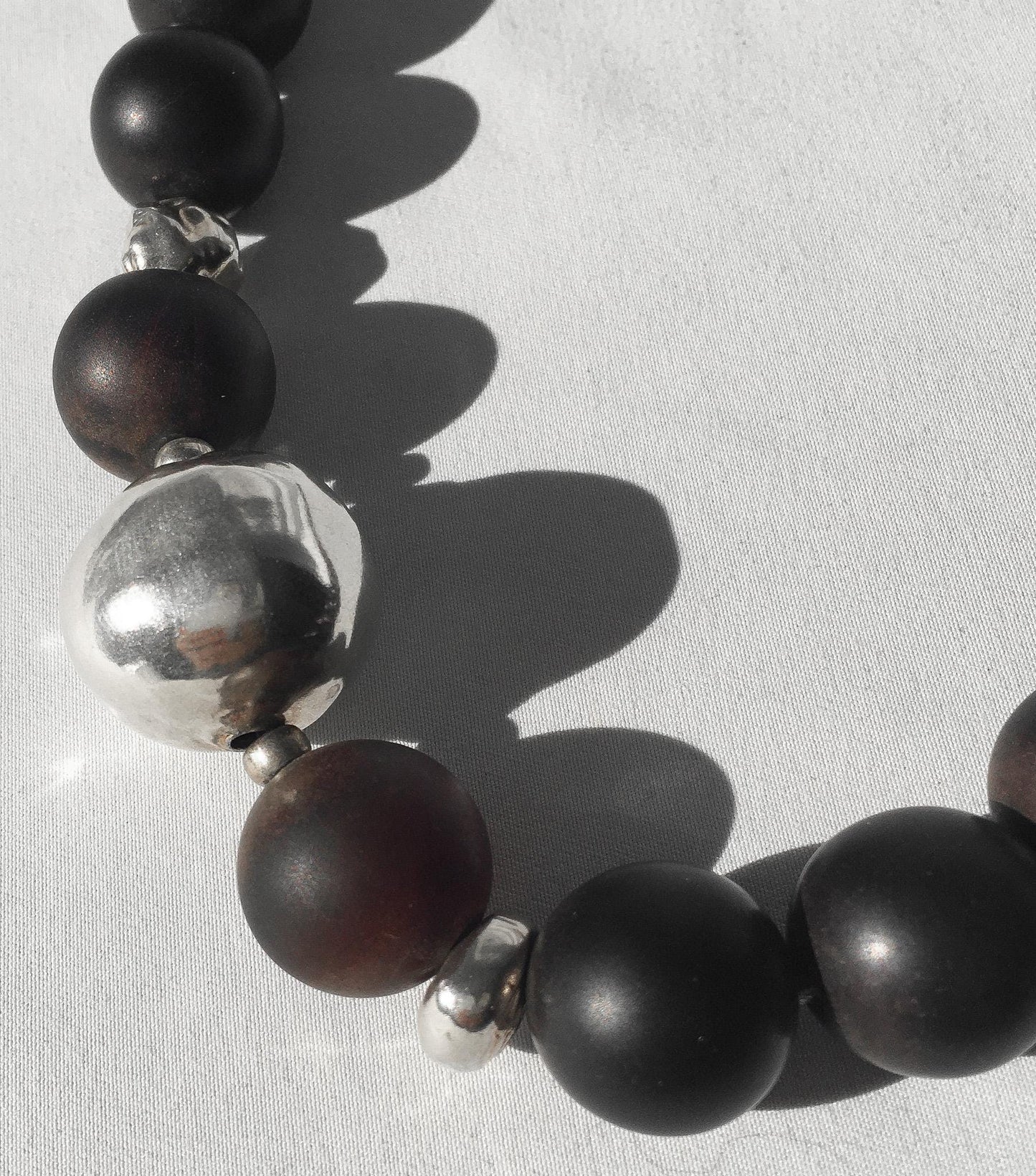 Vintage Silpada 925 Carnelian Agate Chalcedony Chunky Beaded Necklace, 16.5"-20", Large Statement Boho Maximalist Necklace