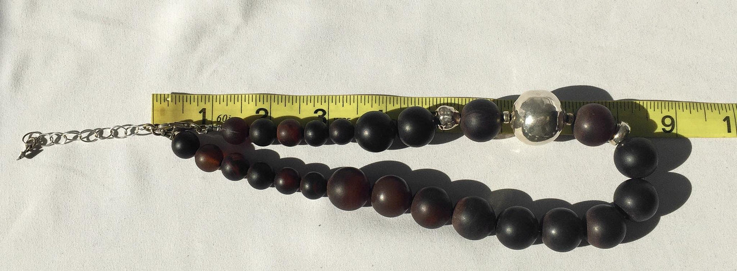 Vintage Silpada 925 Carnelian Agate Chalcedony Chunky Beaded Necklace, 16.5"-20", Large Statement Boho Maximalist Necklace