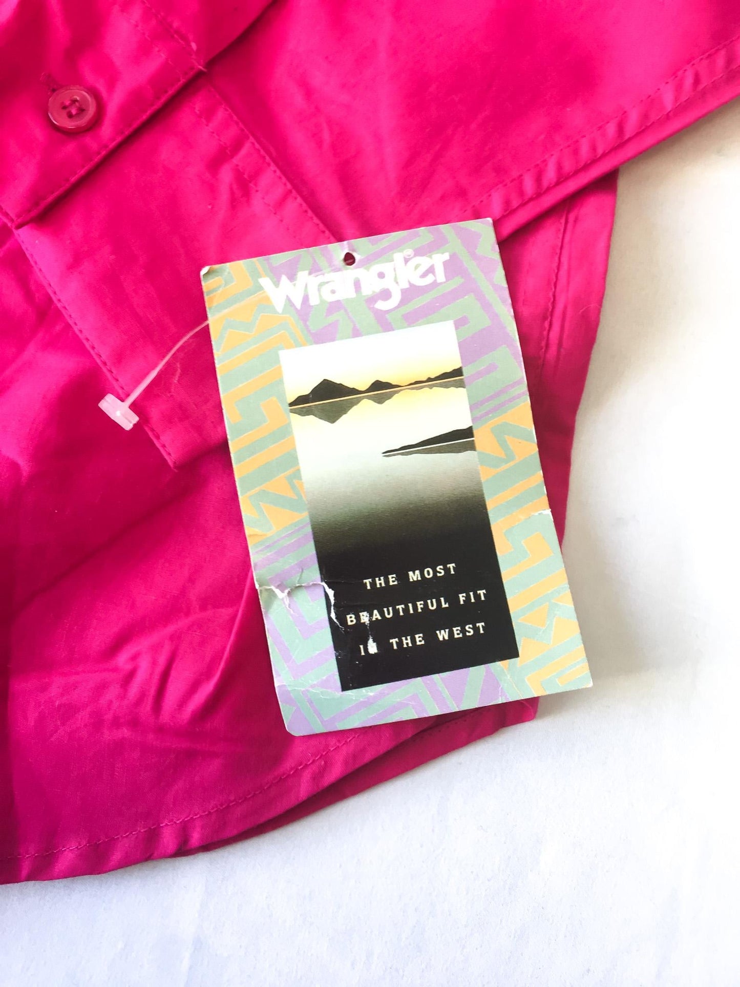 80s Deadstock Wrangler Hot Pink Southwest Embroidered Button Down, Men's Sz. XL, Vintage Unisex Western Shirt