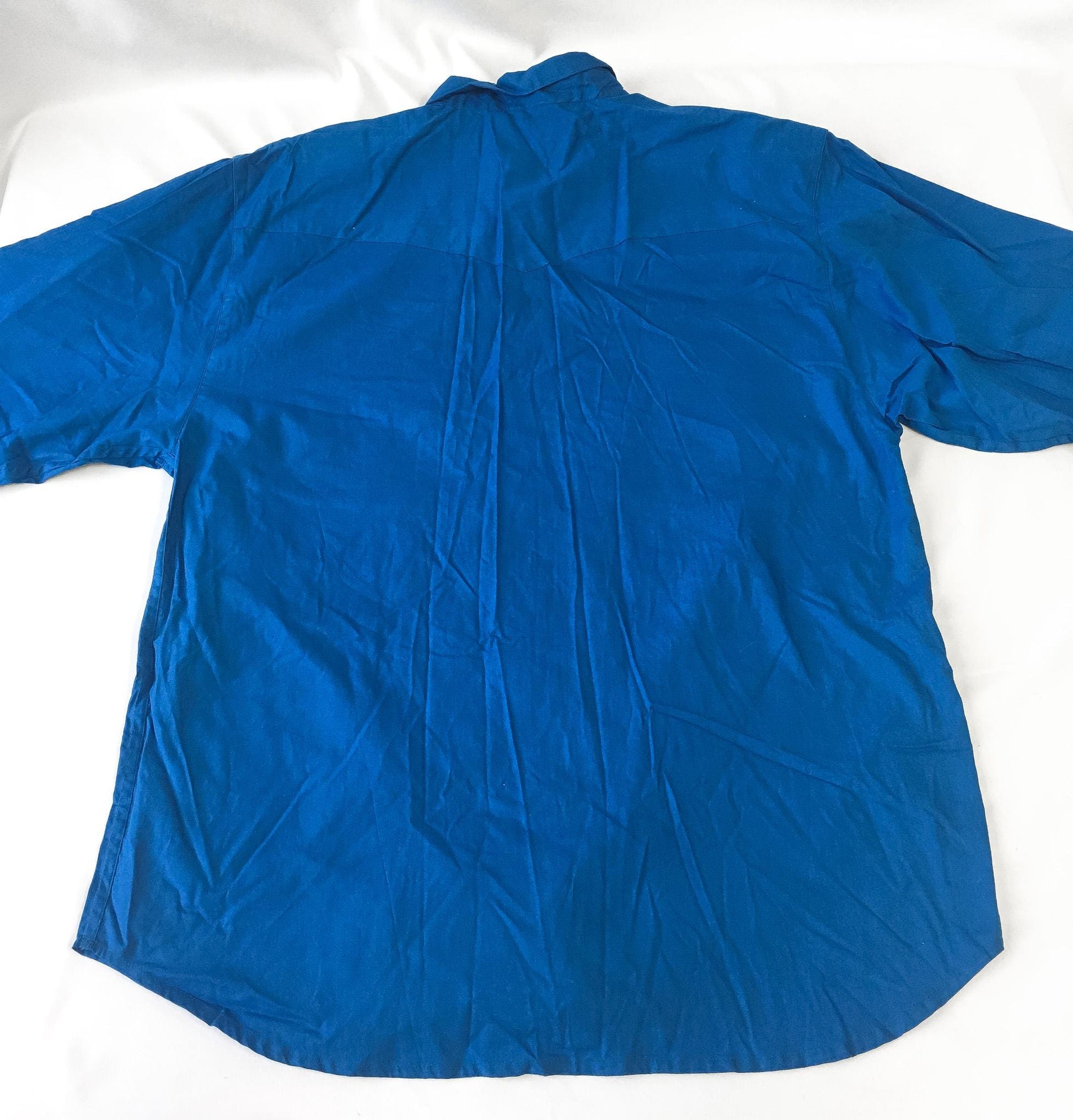 80s Deadstock Wrangler Blue Southwest Embroidered Button Down, Men's Sz. XL, Vintage Unisex Western Shirt