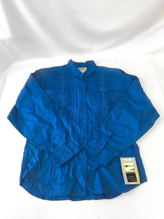 80s Deadstock Wrangler Blue Southwest Embroidered Button Down, Men's Sz. XL, Vintage Unisex Western Shirt