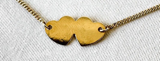 Vintage 14K Yellow Gold Double Heart Anklet Ankle Bracelet, Roughly 9 Inches, Dainty Simple Minimalist Anklet