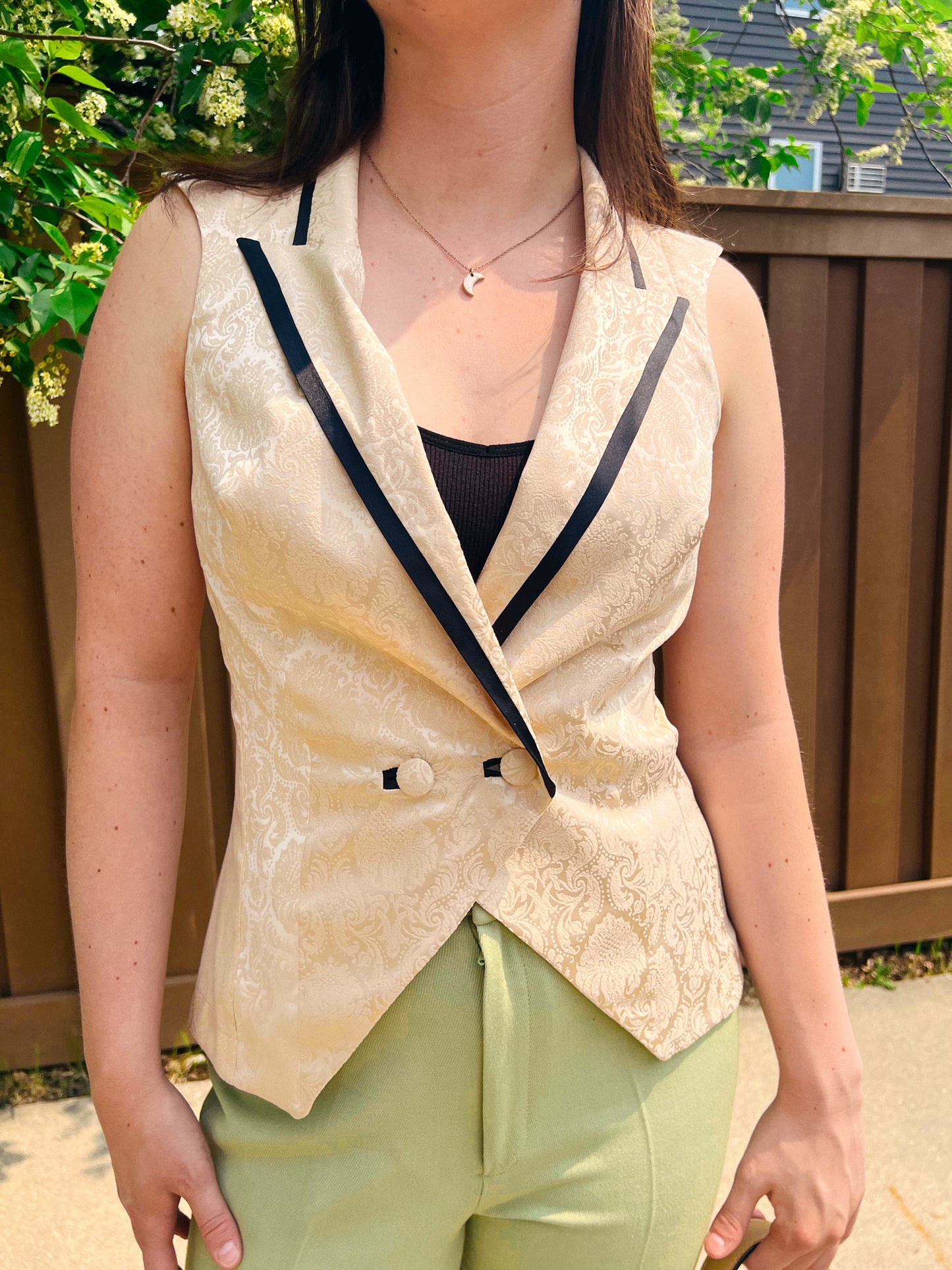 La Perla Brocade Collection light Pink/Rose Gold Vest, Sz. 8