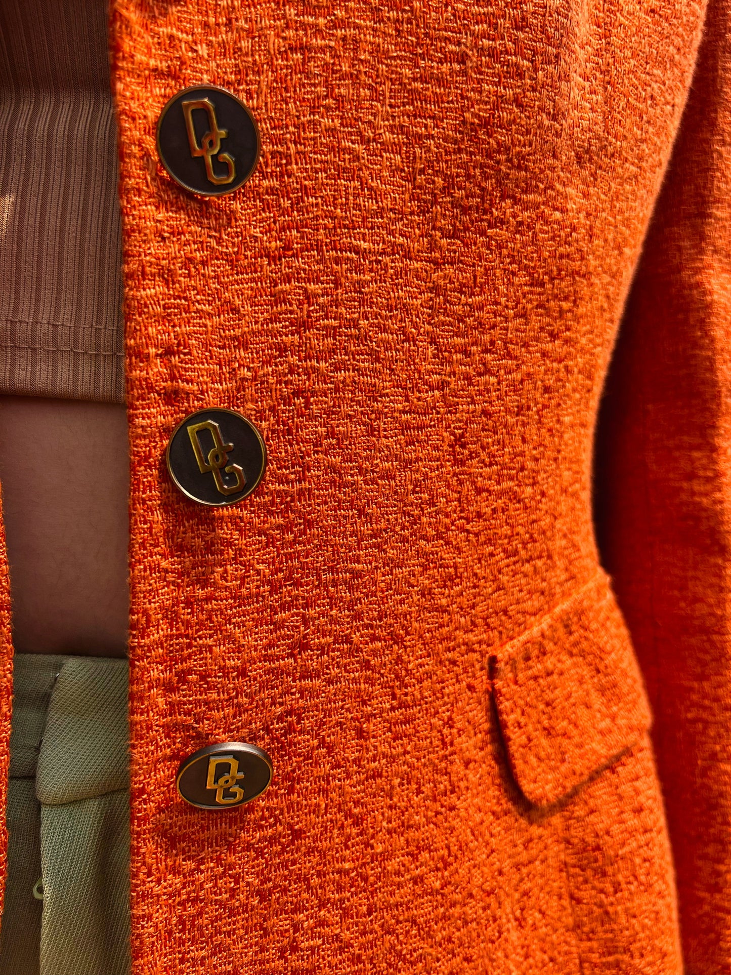 Vintage Dolce & Gabbana Orange Linen Blend Blazer Jacket, Sz. 46