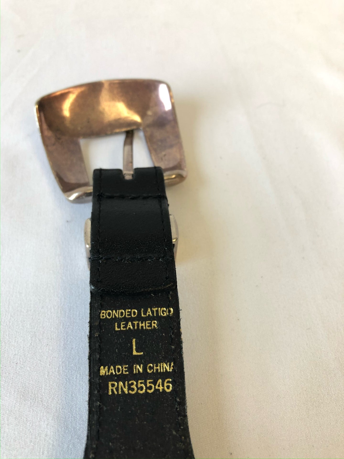 Vintage Black Leather Multicolor Beaded Belt, Size Large