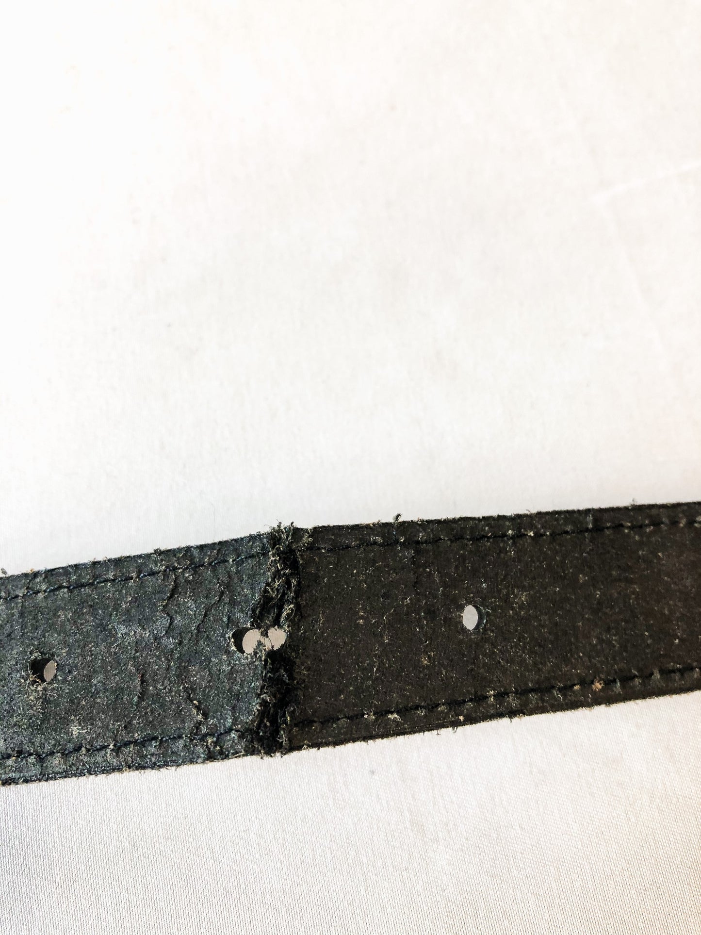 Vintage Black Leather Multicolor Beaded Belt, Size Large