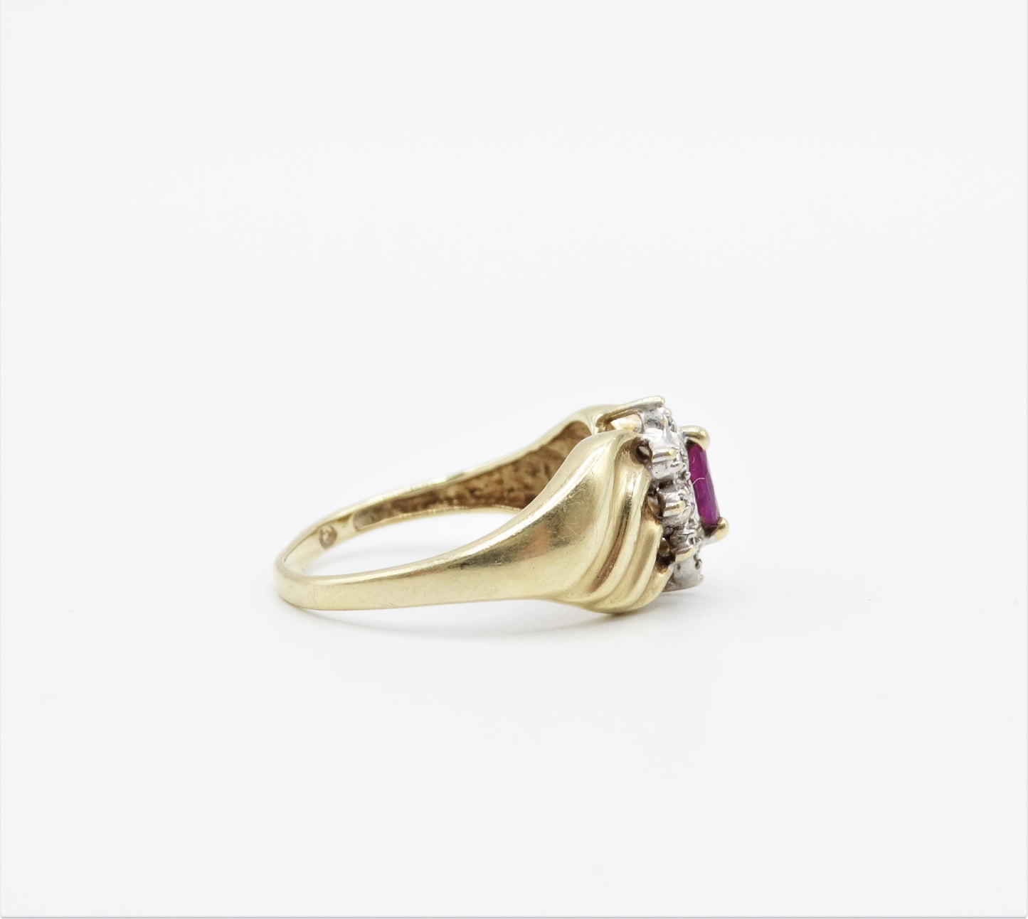 Vintage THL Pink Sapphire Diamond Gold Cluster Ring, Vintage Fine Jewelry, Ring Size 6