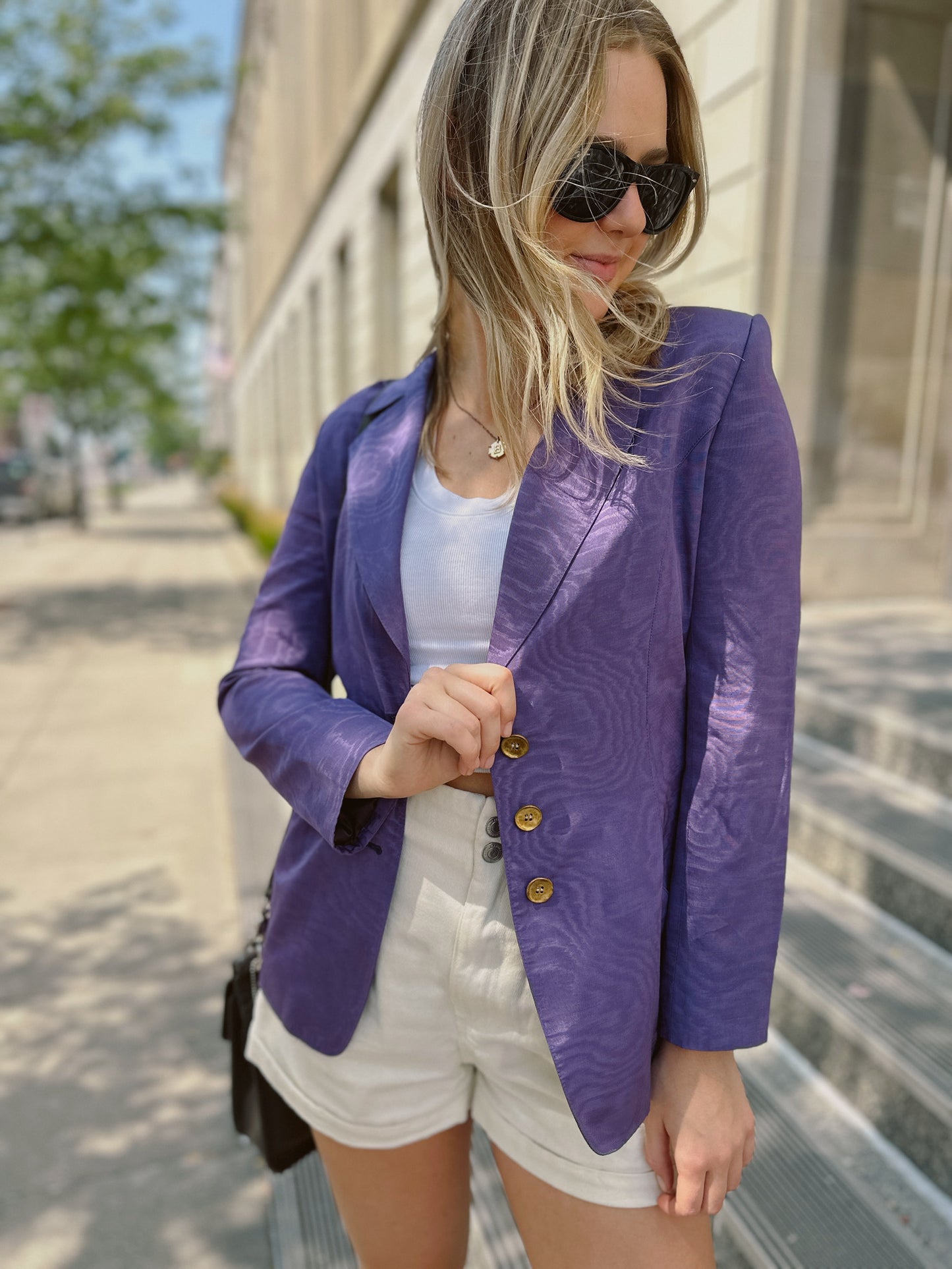 Vintage Valentino Miss V Purple Iridescent Blazer, Sz. 8