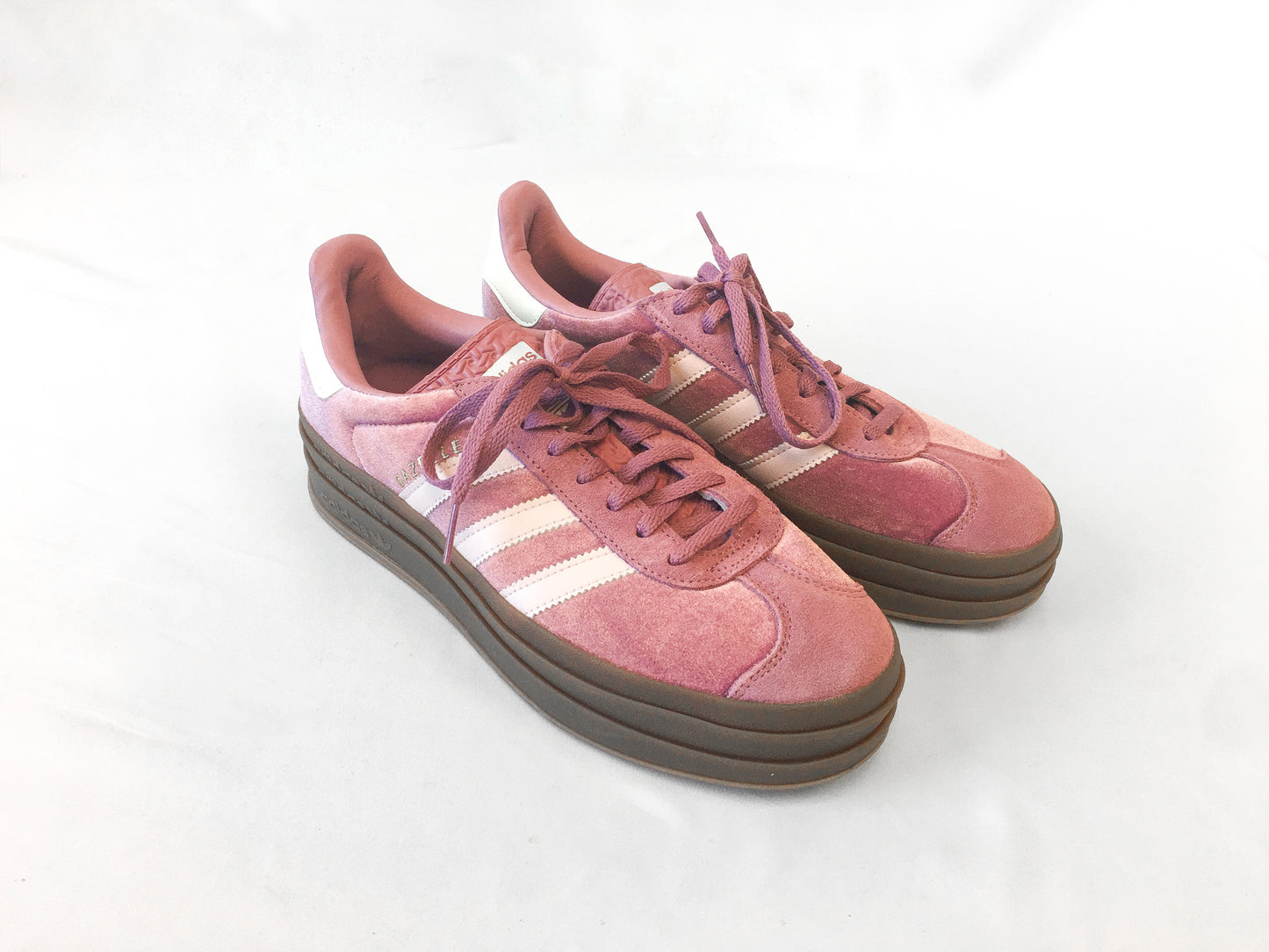 Adidas Gazelle Bold 'Preloved Crimson Velvet' Pink Platforms, Women's Sz 9