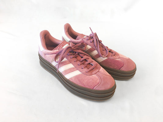 Adidas Gazelle Bold 'Preloved Crimson Velvet' Pink Platforms, Women's Sz 9