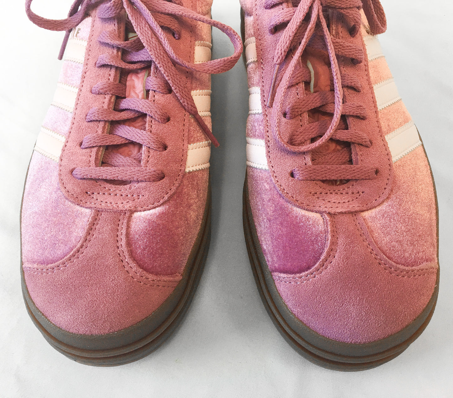 Adidas Gazelle Bold 'Preloved Crimson Velvet' Pink Platforms, Women's Sz 9