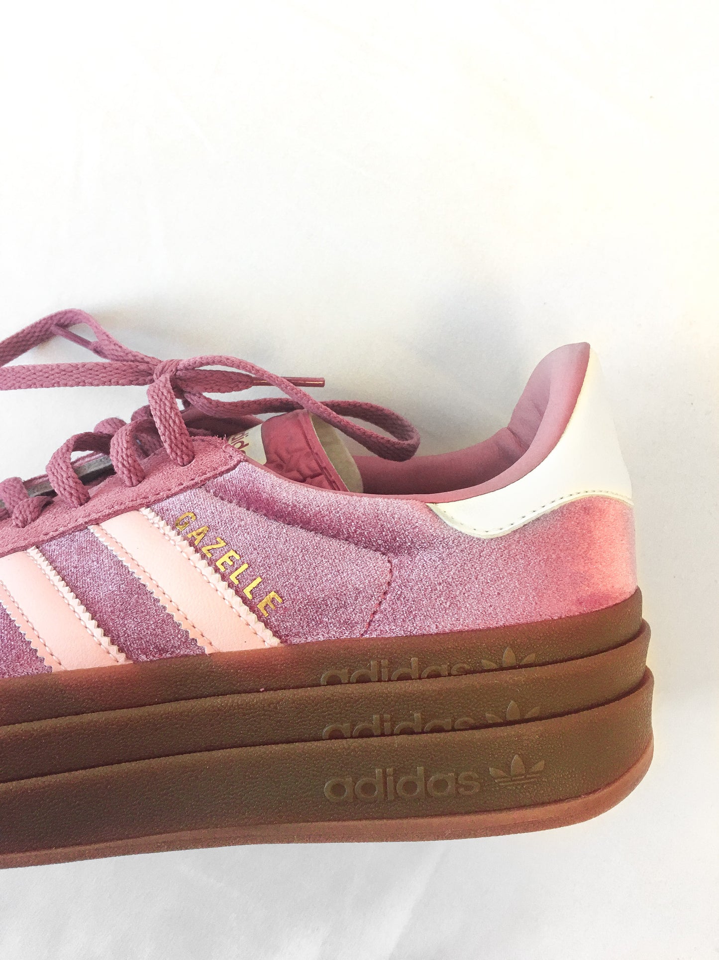 Adidas Gazelle Bold 'Preloved Crimson Velvet' Pink Platforms, Women's Sz 9