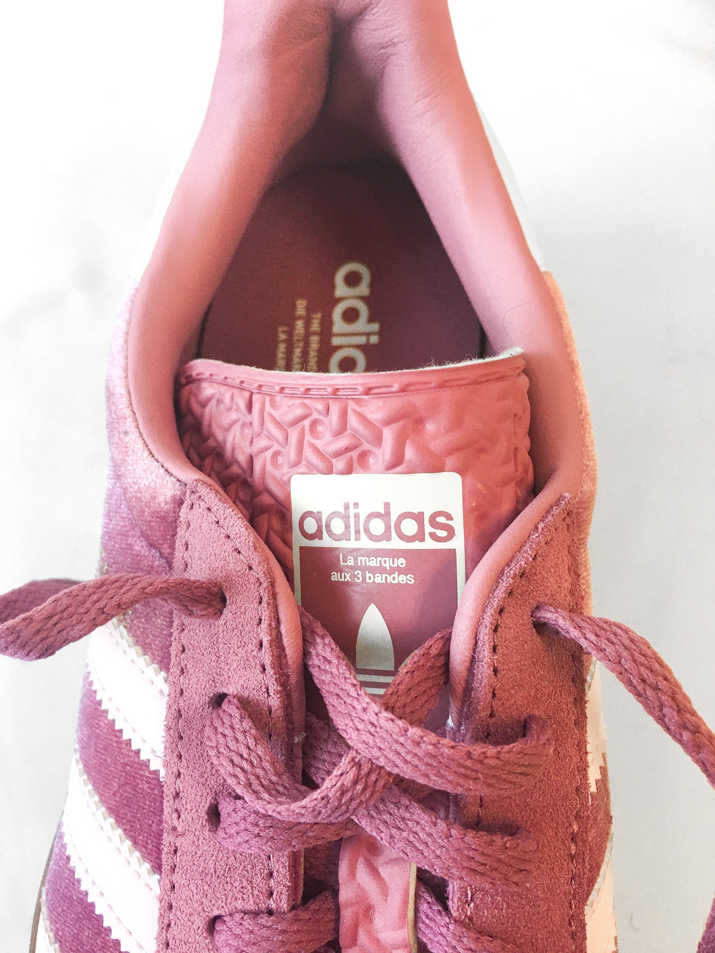 Adidas Gazelle Bold 'Preloved Crimson Velvet' Pink Platforms, Women's Sz 9
