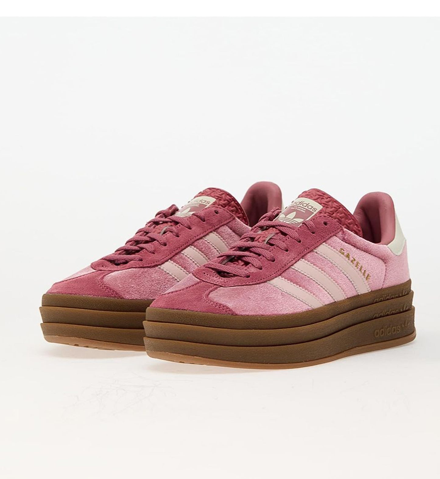 Adidas Gazelle Bold 'Preloved Crimson Velvet' Pink Platforms, Women's Sz 9