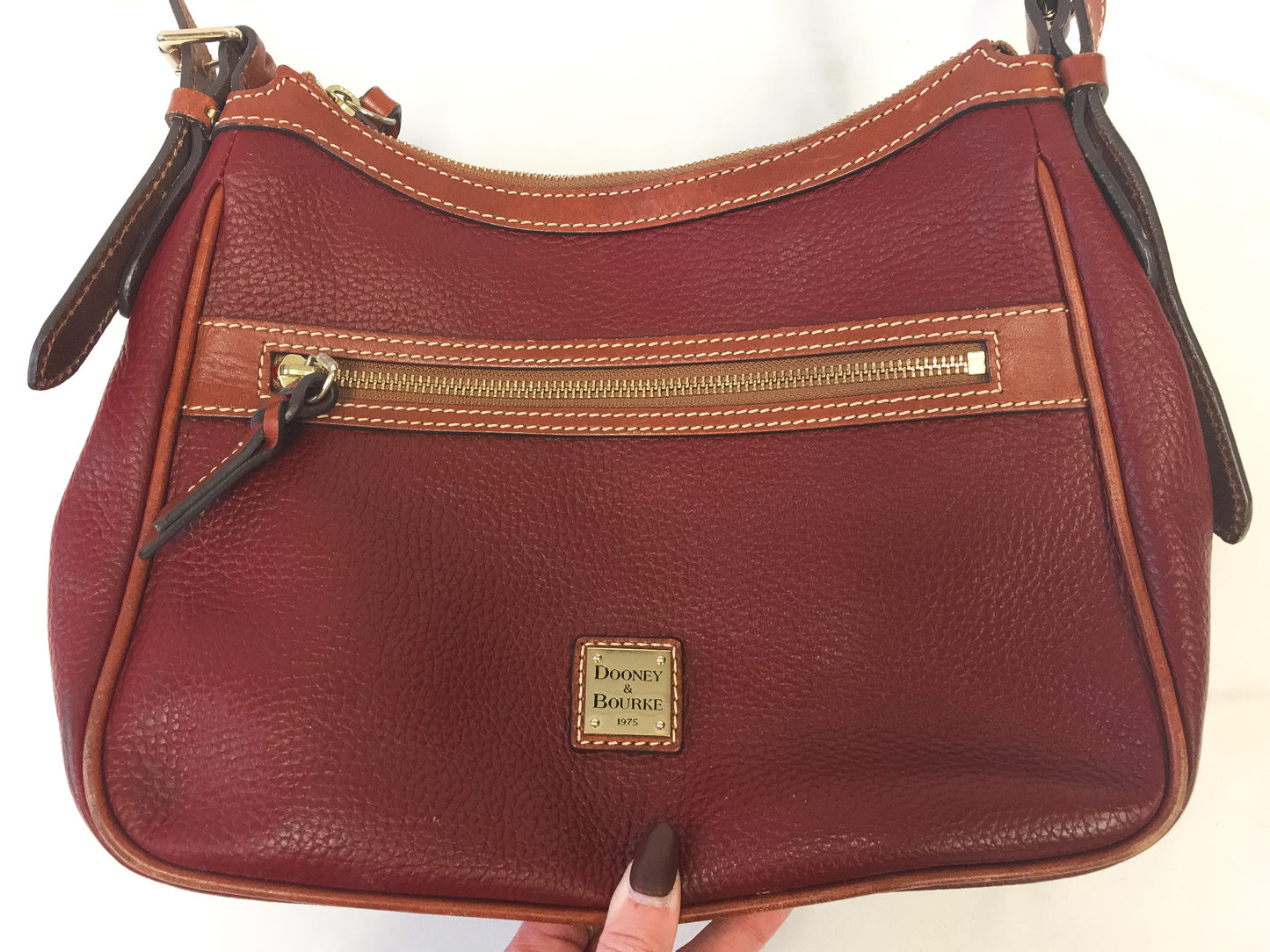 Dooney and Bourke Red Small Presley Pebbed Leather Crossbody Bag