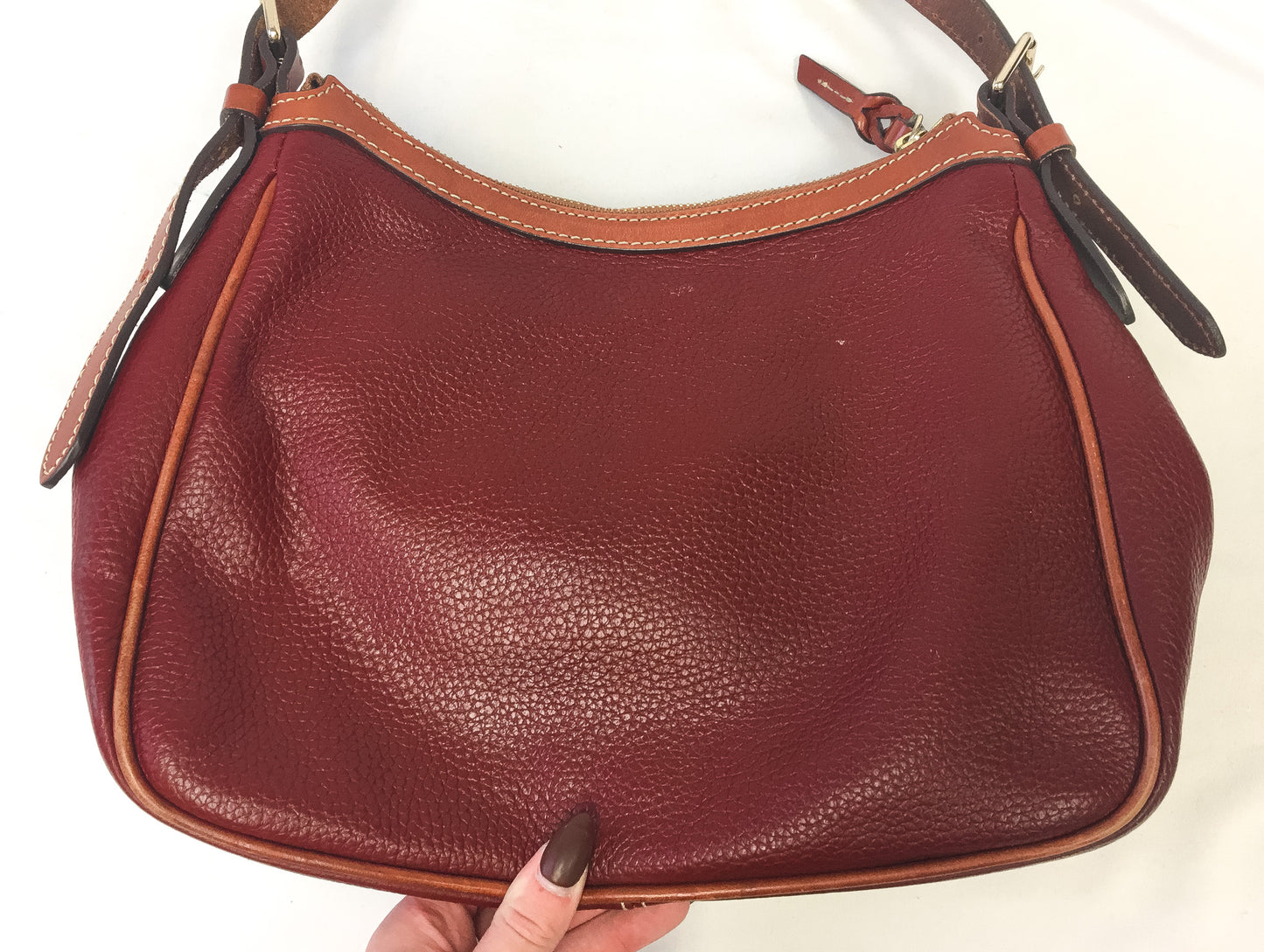 Dooney and Bourke Red Small Presley Pebbed Leather Crossbody Bag