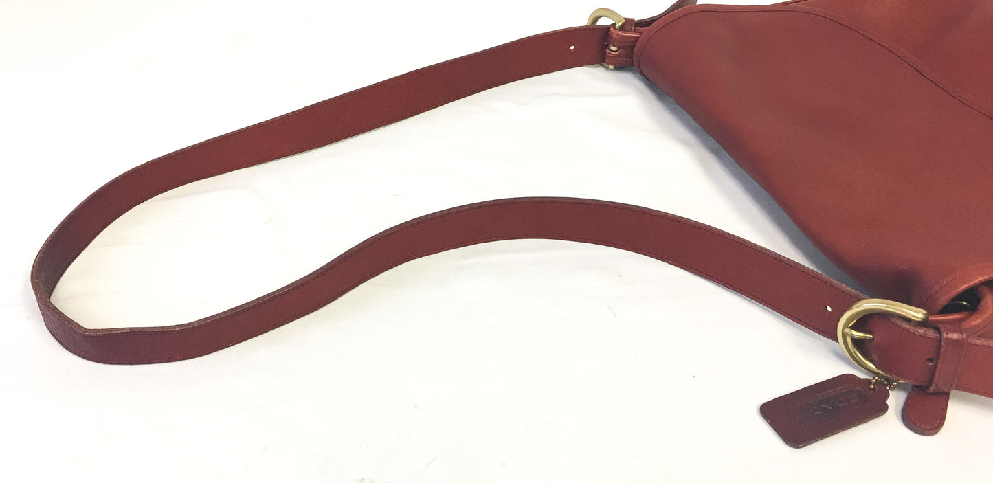 80s Coach Leatherware Whitney Soho Flap Red Leather Crossbody Bag, Vintage Rare Coach Handbag