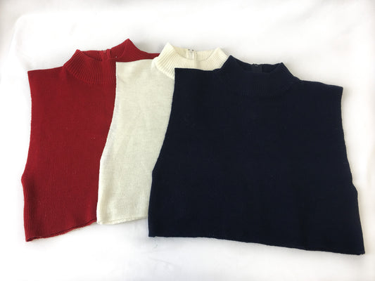 Vintage Crop Mockneck Sweaters in Red, White, and Blue