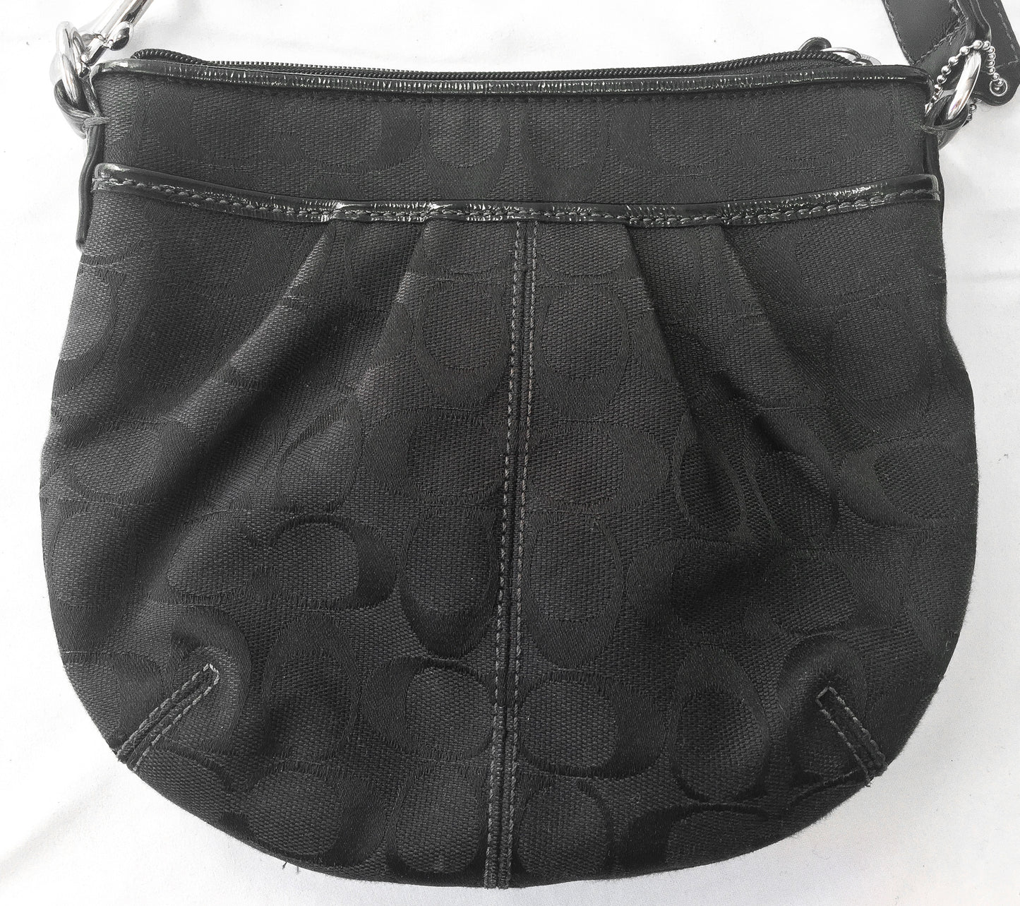 Y2K 00s Coach Black Signature C Monogram Pleated Crossbody Bag