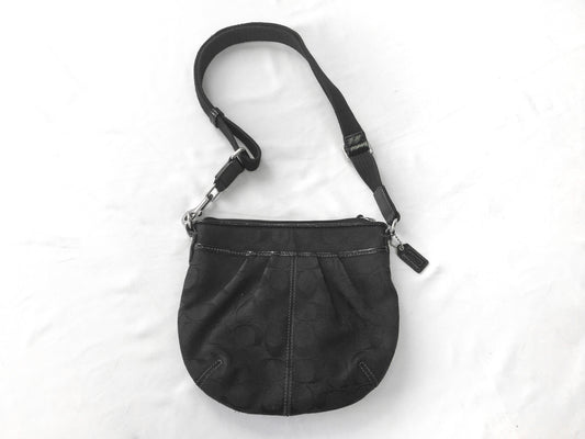Y2K 00s Coach Black Signature C Monogram Pleated Crossbody Bag