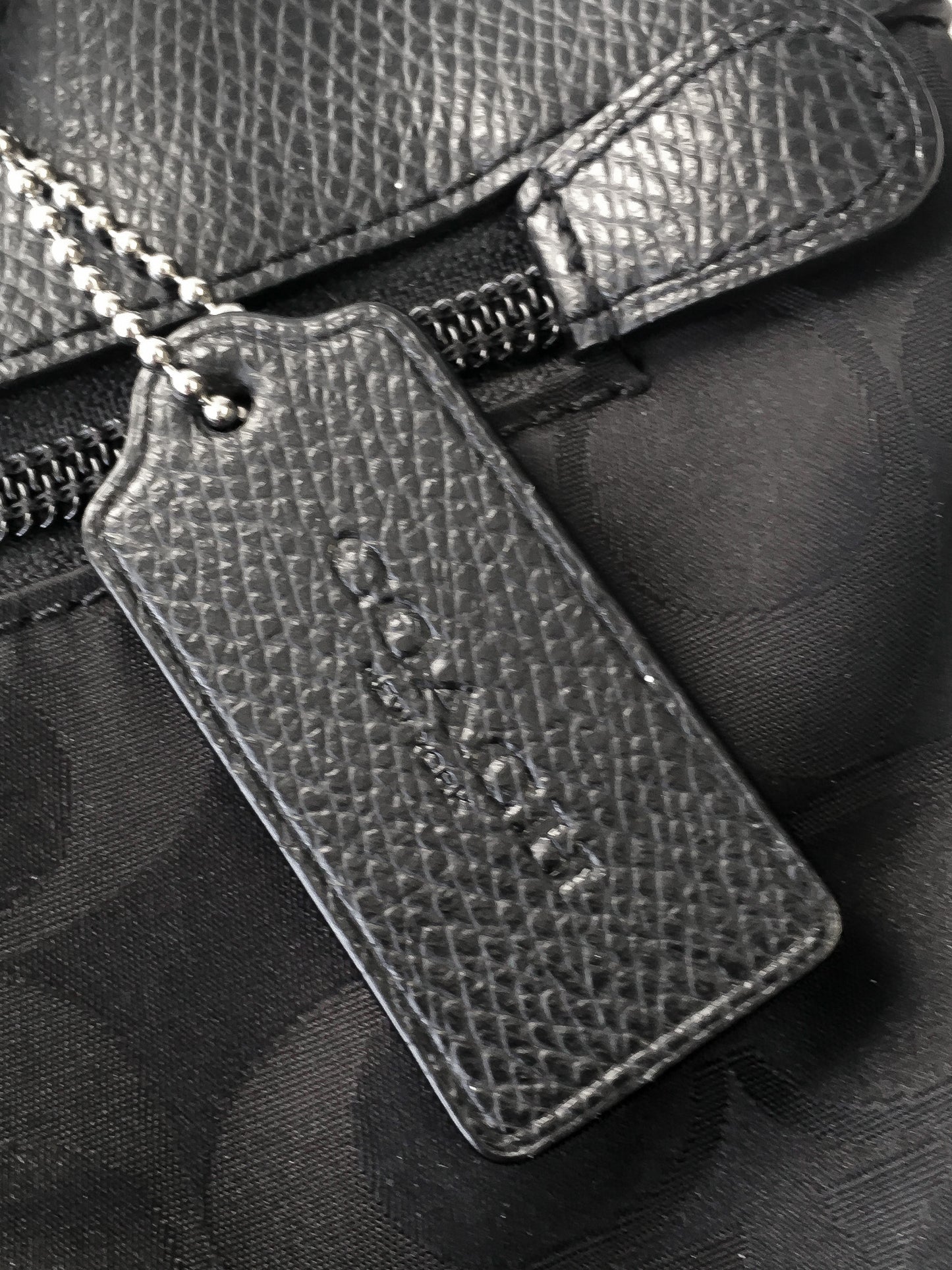 00s Coach Signature C Monogram Black Nylon Leather Trim Crossbody Bag