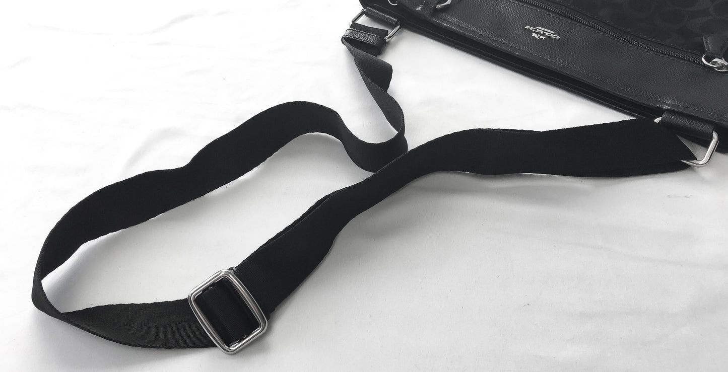 00s Coach Signature C Monogram Black Nylon Leather Trim Crossbody Bag