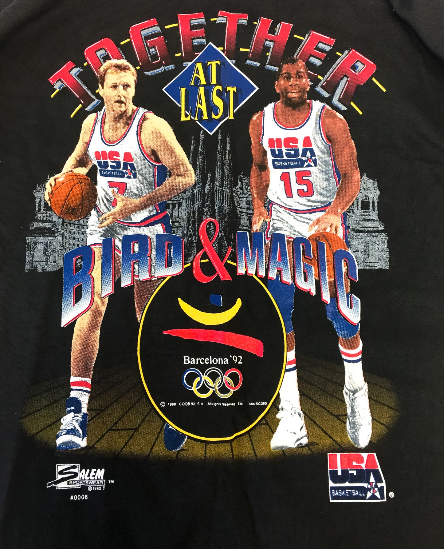 NWT 90s Larry Bird Magic Johnson Barcelona Olympics Shirt Sz L