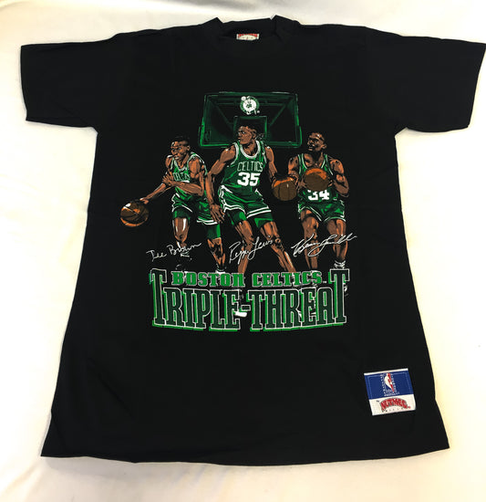 Vintage 90s Boston Celtics "Triple Threat" NBA T-Shirt, Men's Sz. M