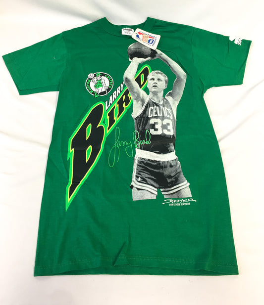 NWT Vintage 1989 Larry Bird Green Boston Celtics T Shirt, Men's Sz. S
